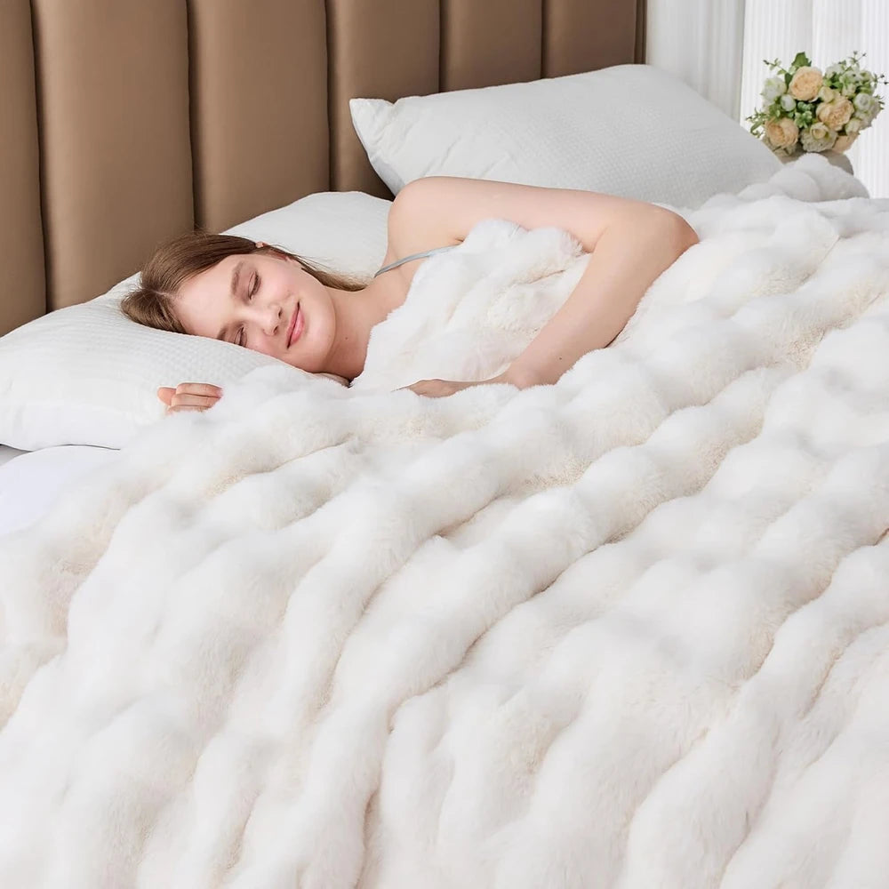 Faux Fur Bubble Throw Blanket