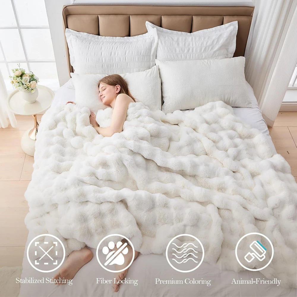 Faux Fur Bubble Throw Blanket