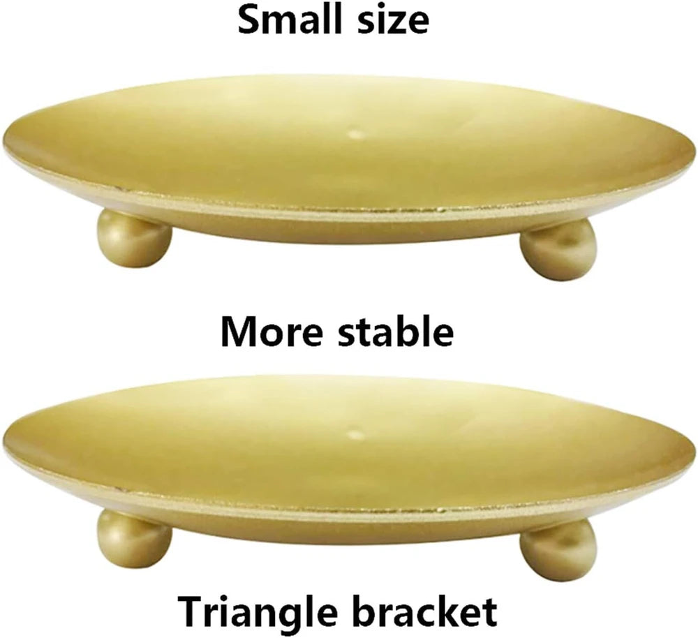 Gold Iron Decorative Candle Plates
