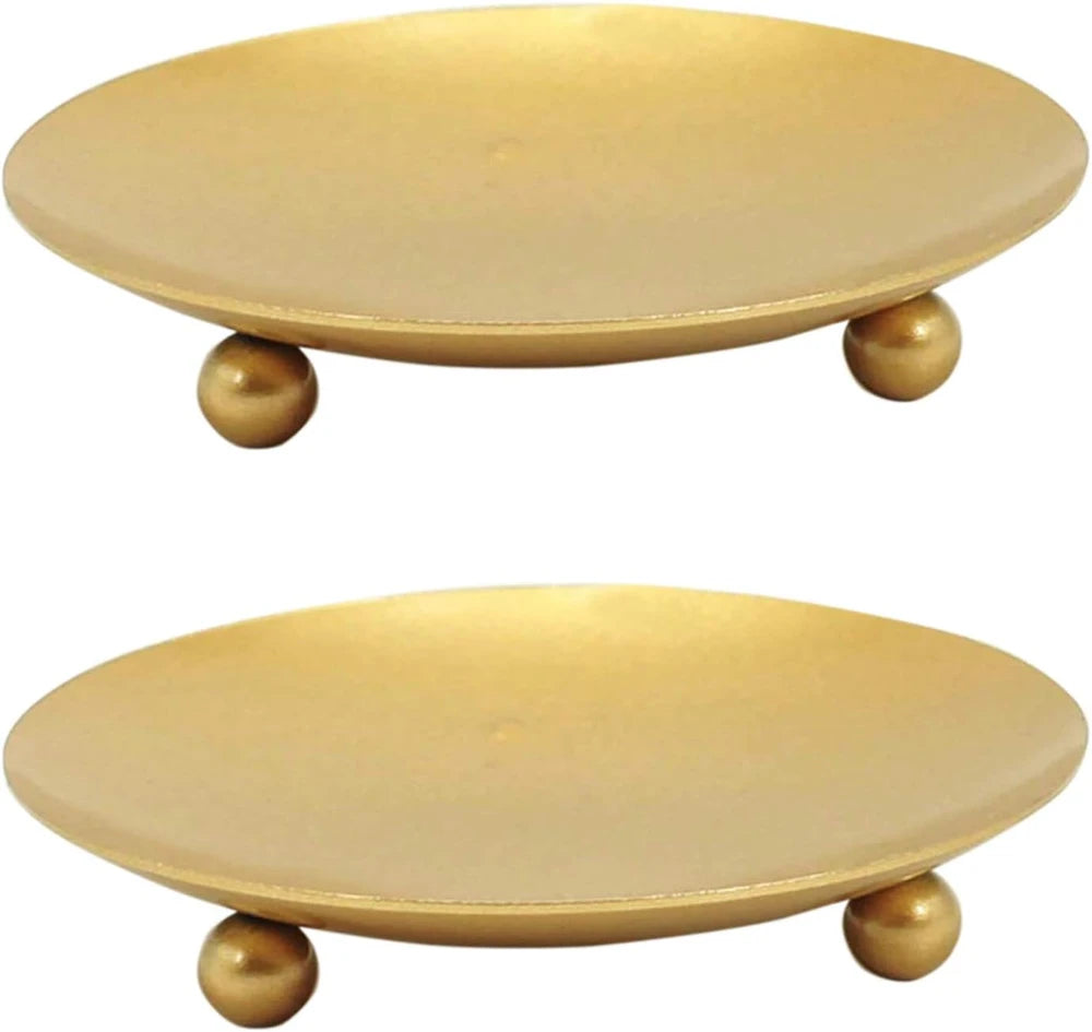 Gold Iron Decorative Candle Plates