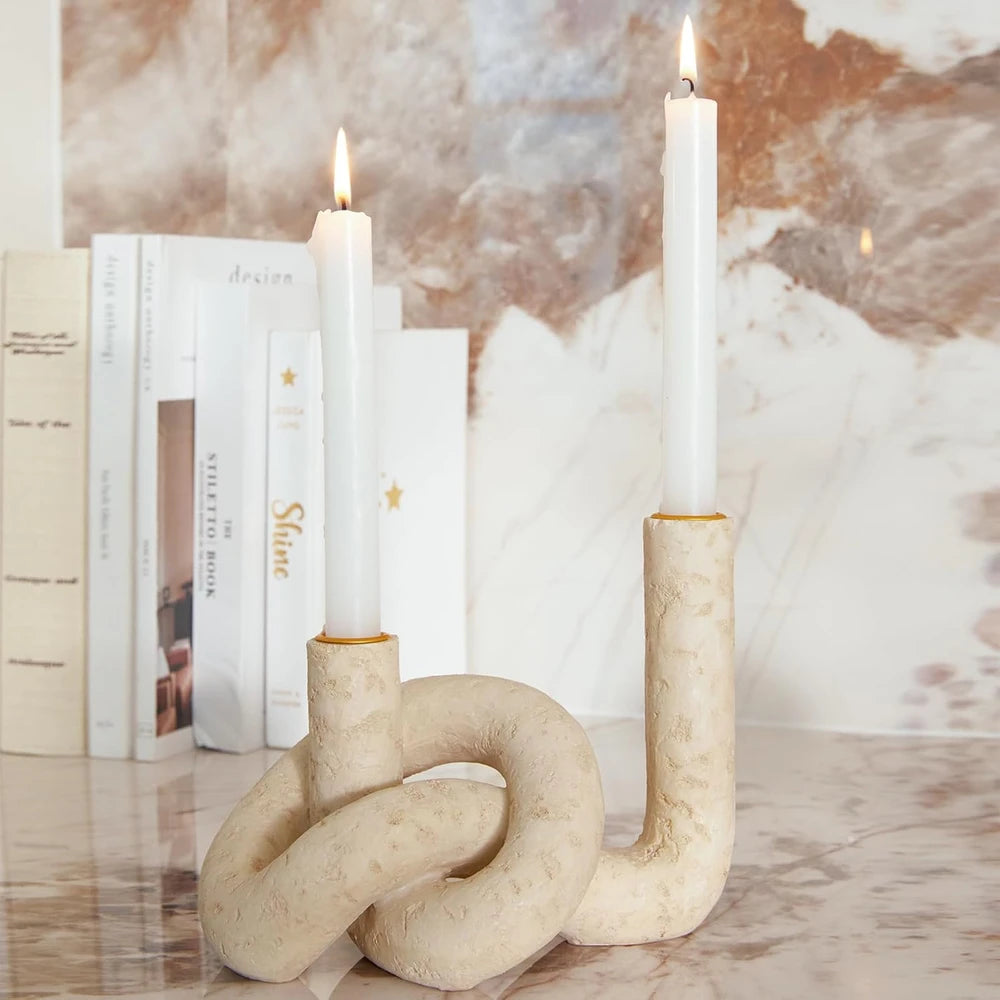 Knot Shaped Travertine Candle Holders