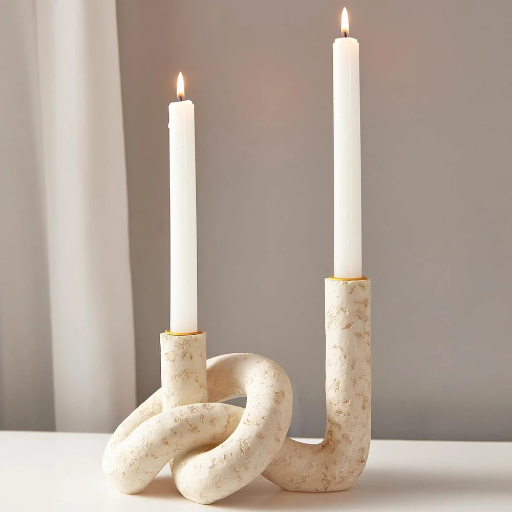 Knot Shaped Travertine Candle Holders