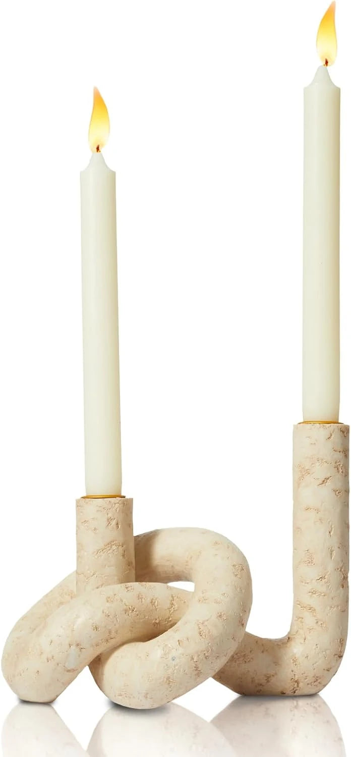 Knot Shaped Travertine Candle Holders