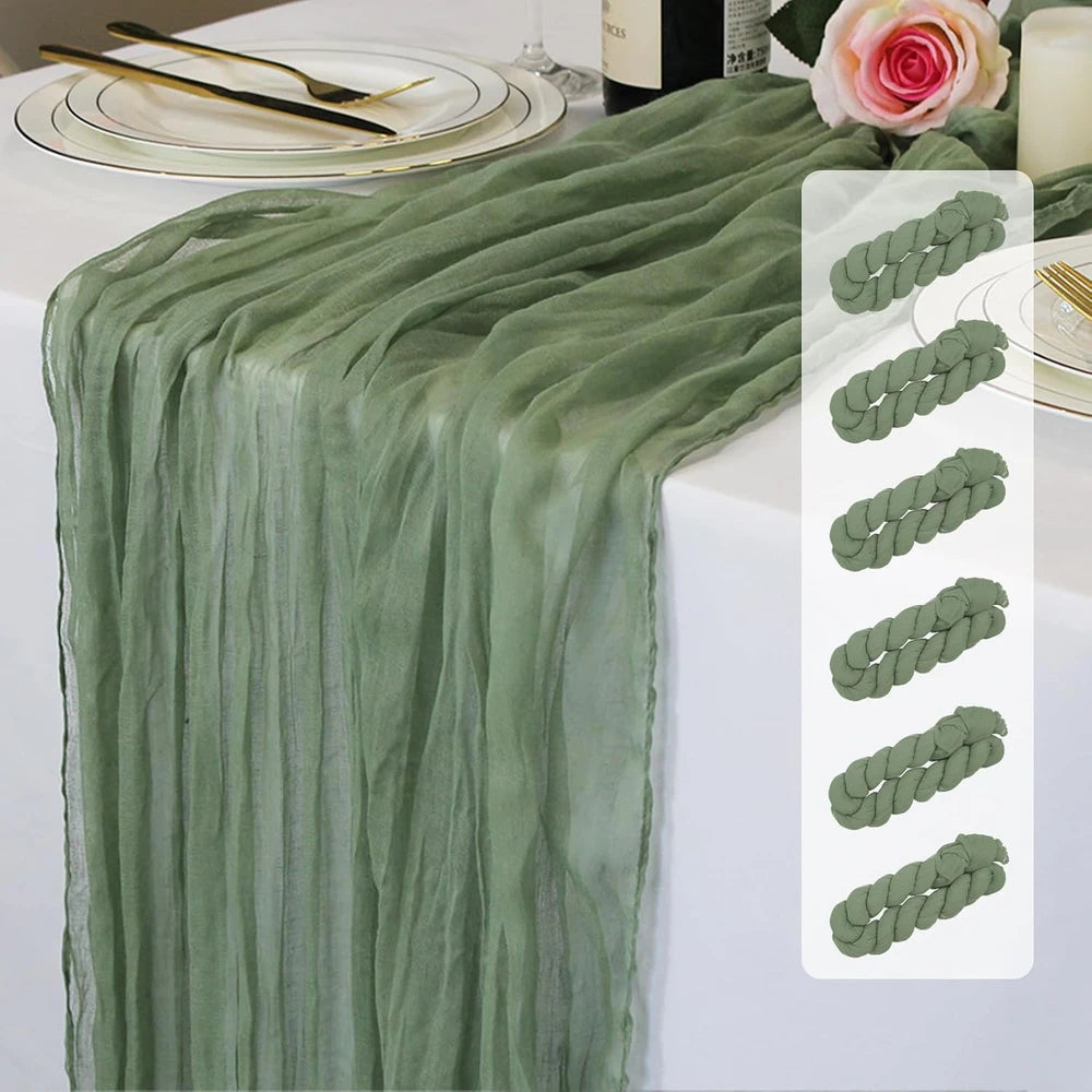 Sage Green Gauze Table Runner
