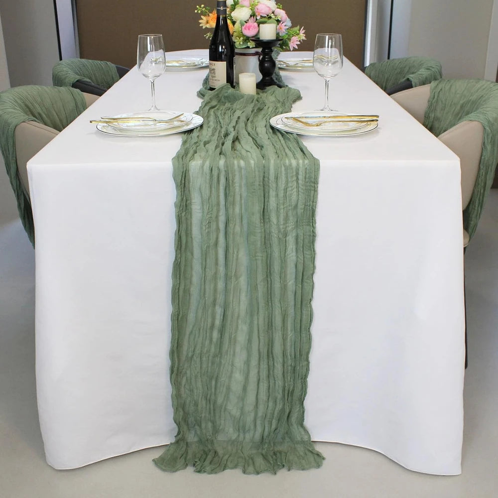 Sage Green Gauze Table Runner