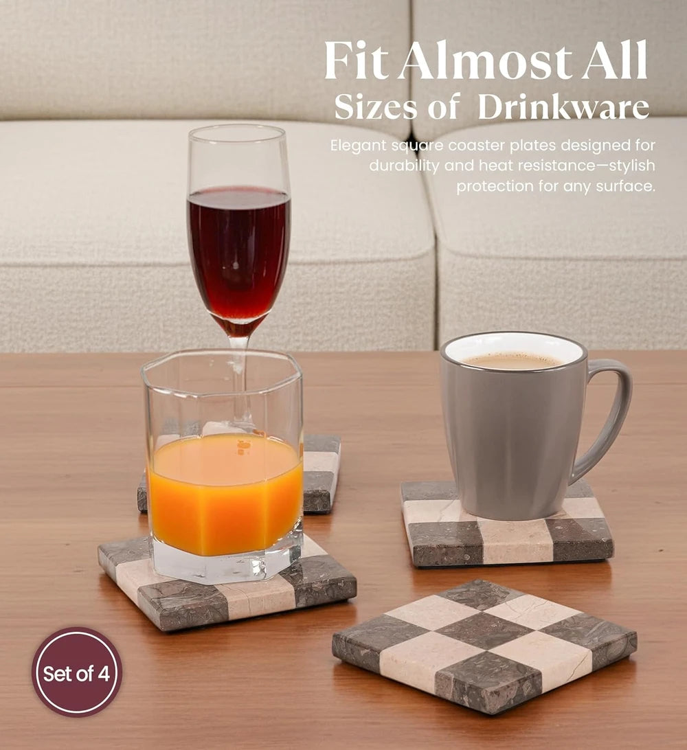 Handcrafted Marble Square Coasters