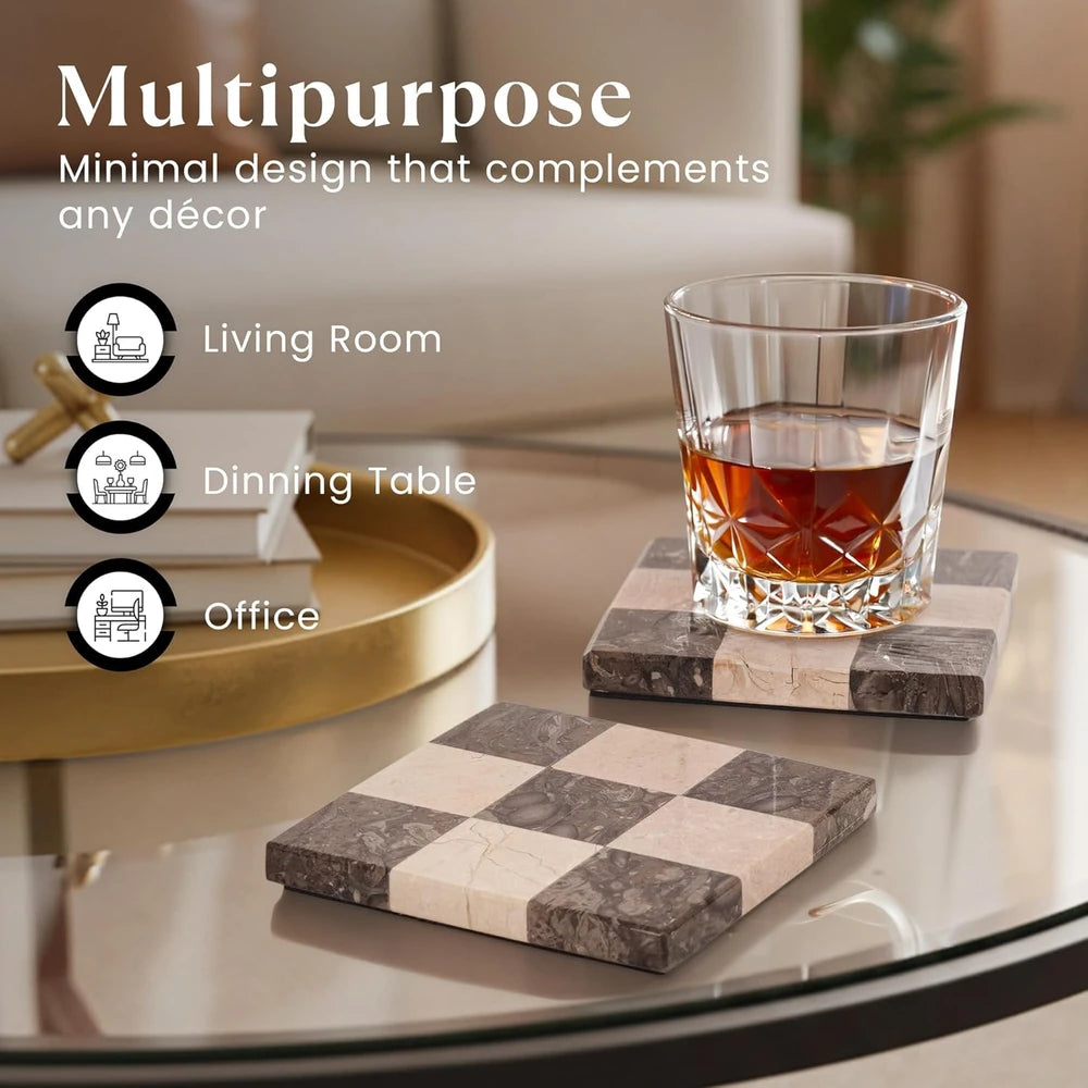 Handcrafted Marble Square Coasters