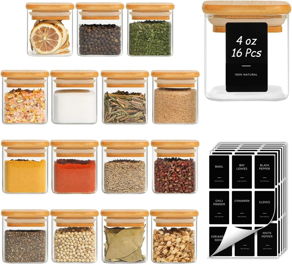 ComSaf Stackable Square Spice Jars