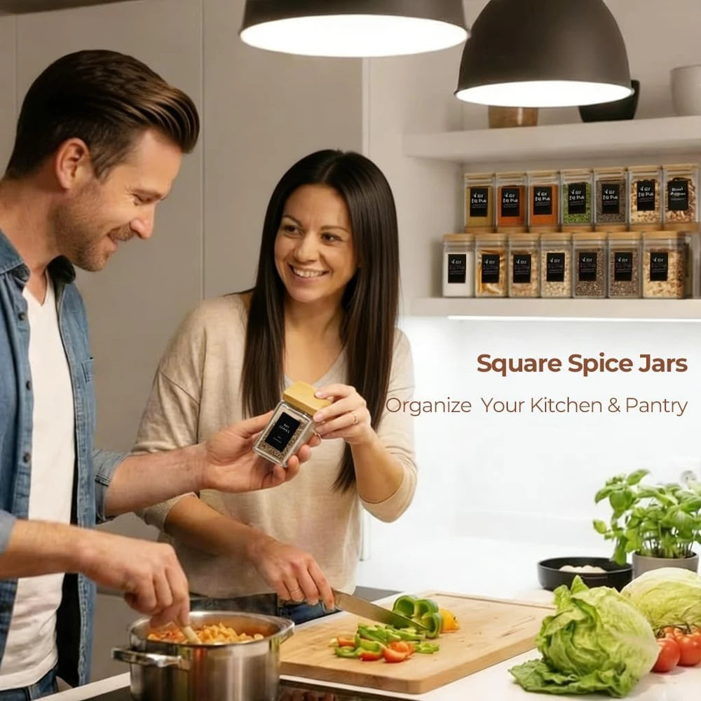 ComSaf Stackable Square Spice Jars