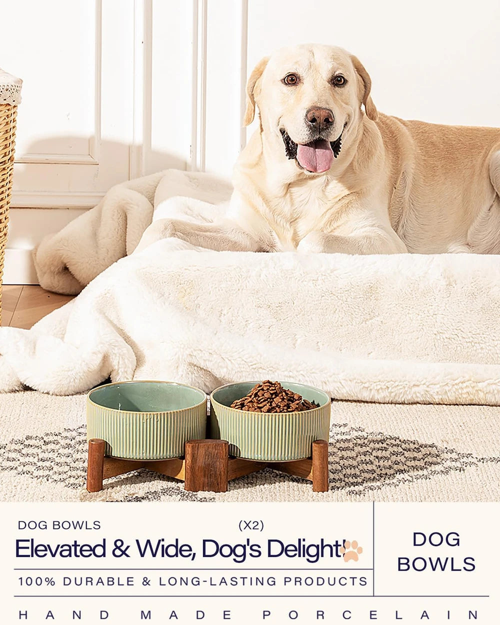 Adjustable Ceramic Elevated Pet Bowl Set