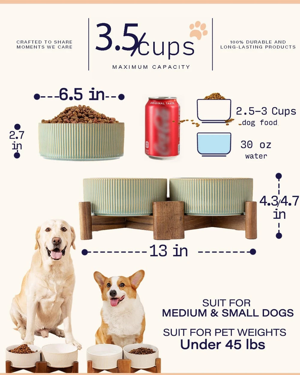 Adjustable Ceramic Elevated Pet Bowl Set