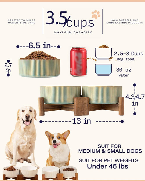 Adjustable Ceramic Elevated Pet Bowl Set