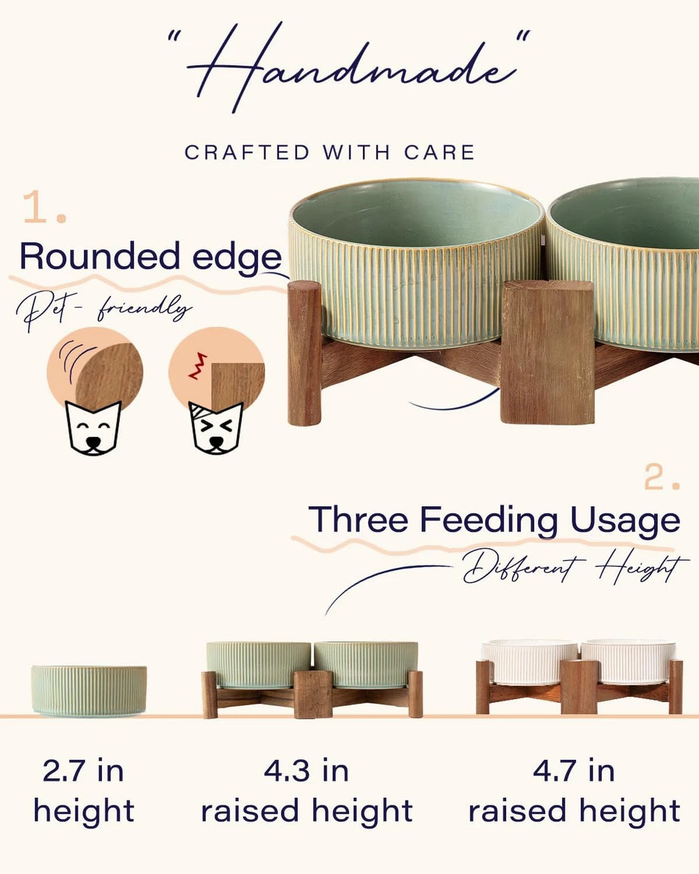 Adjustable Ceramic Elevated Pet Bowl Set