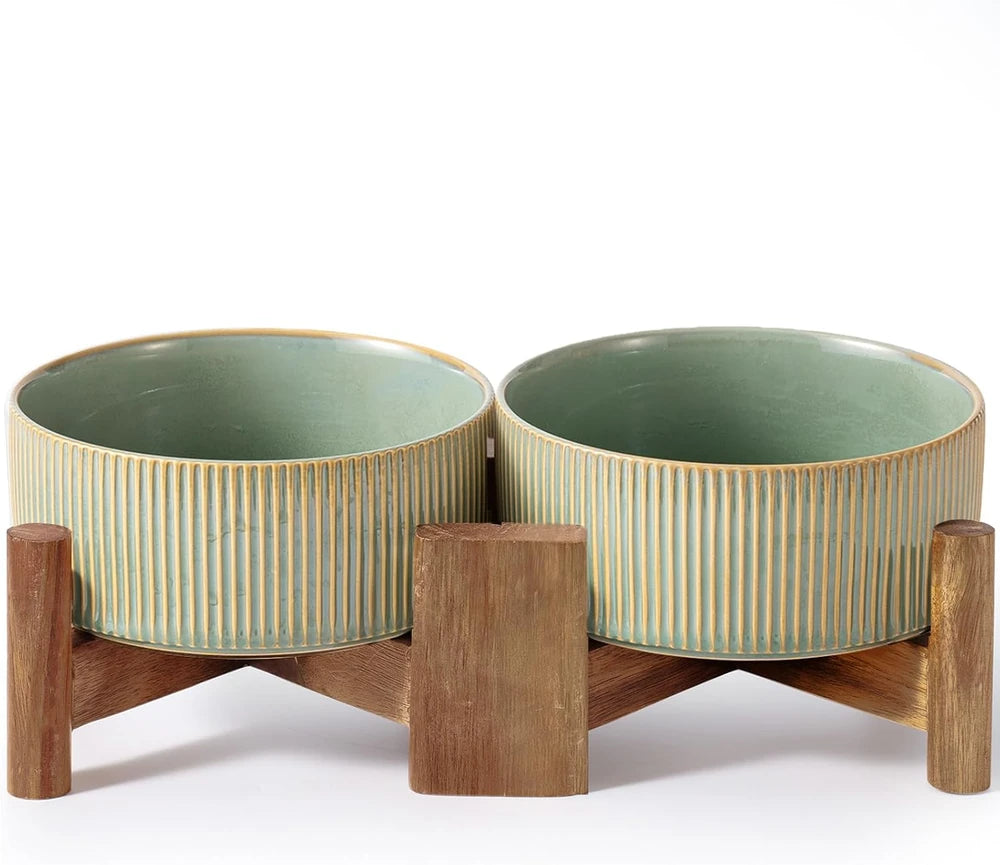 Adjustable Ceramic Elevated Pet Bowl Set
