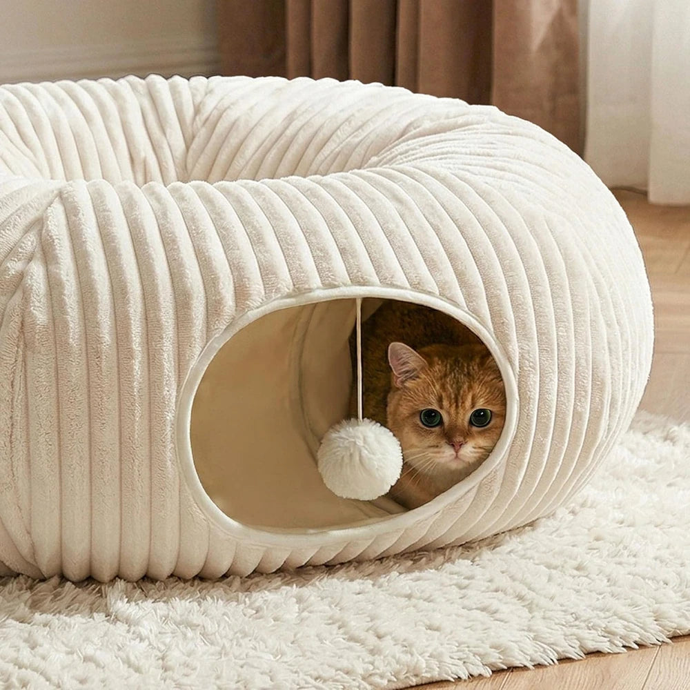 Interactive Collapsible Cat Tunnel Bed